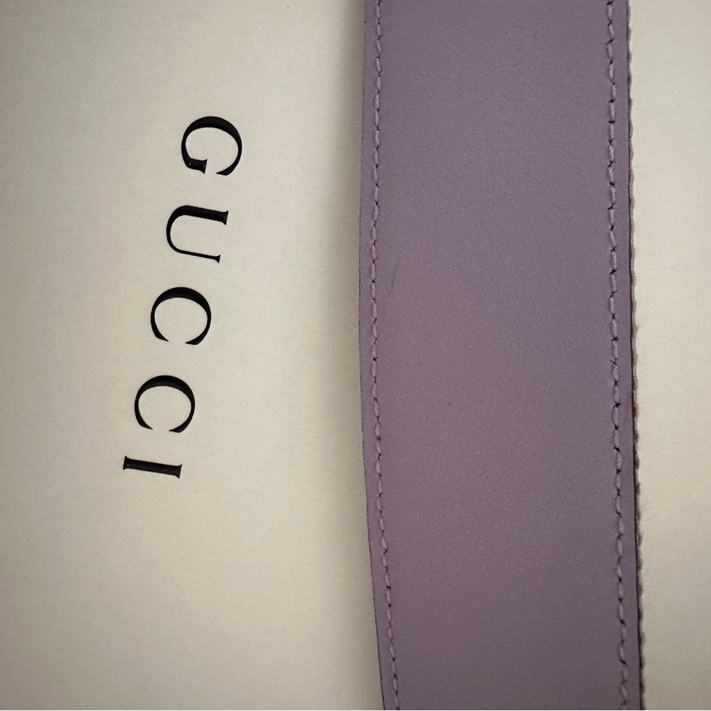NWB Gucci GG Marmont Jumbo GG Belt Beige/Lilac - Picture 13 of 16